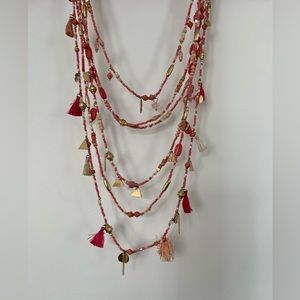 NEW, Roller Rabbit Julia multi-strand necklace. Coral, pink, and gold. NWOT.